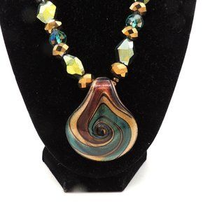 Erica Lyons Glass Pendant Beaded Necklace